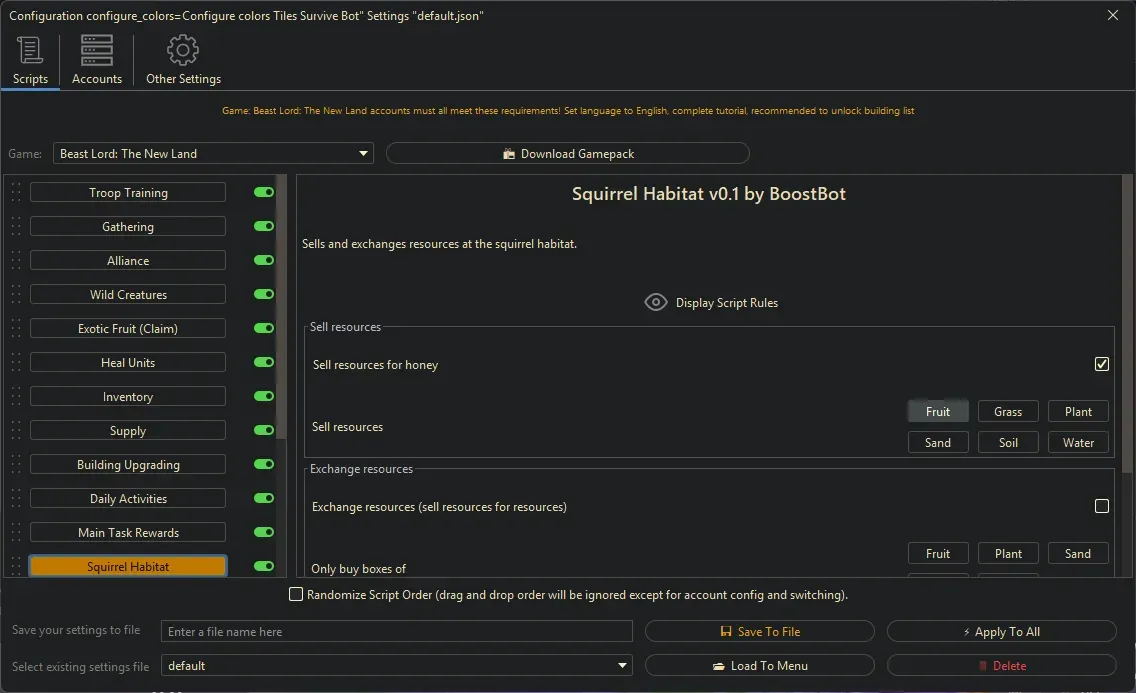 Beast Lord Bot - Squirrel Habitat