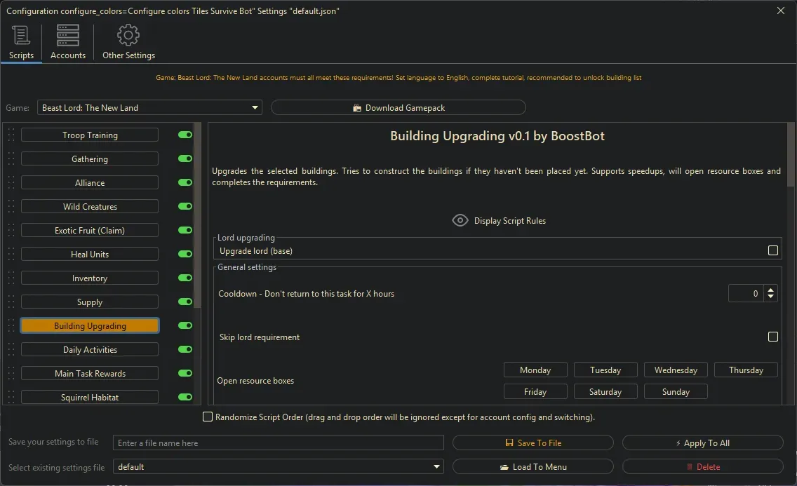 Beast Lord Bot - Building Upgrading