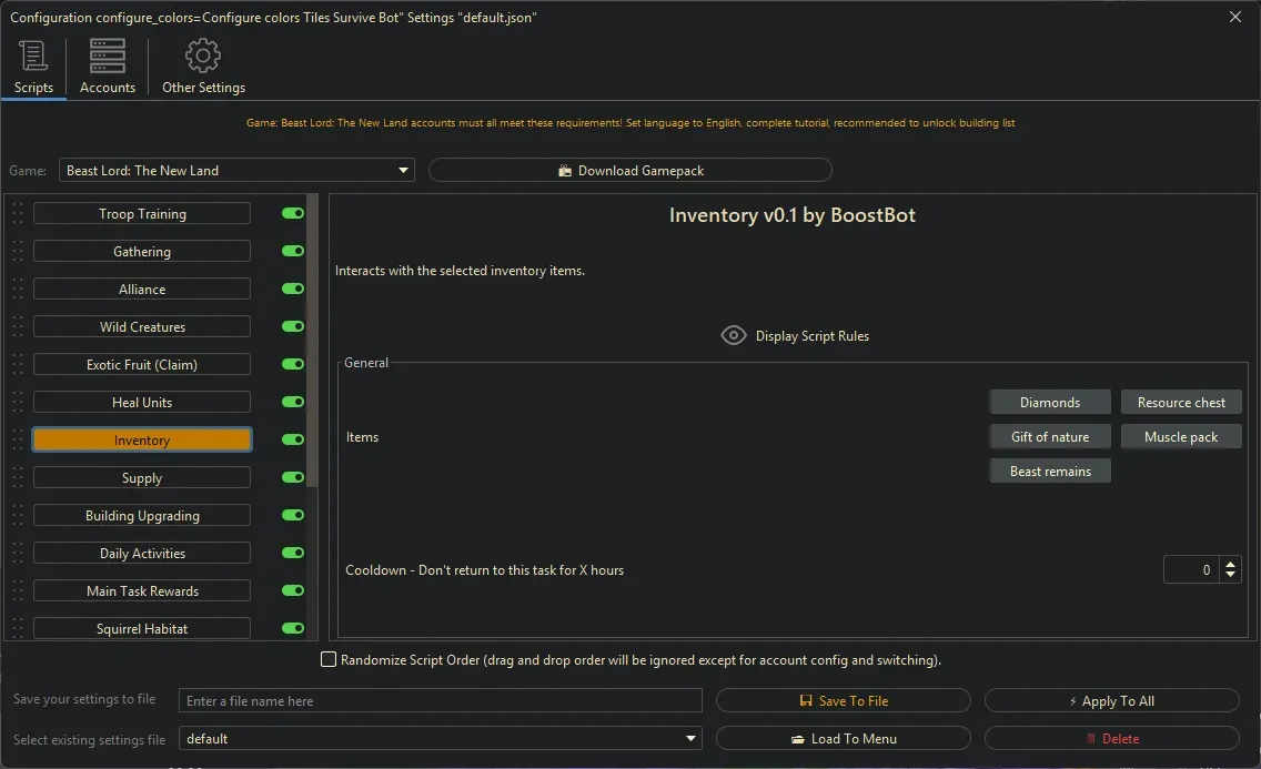 Beast Lord Bot - Inventory